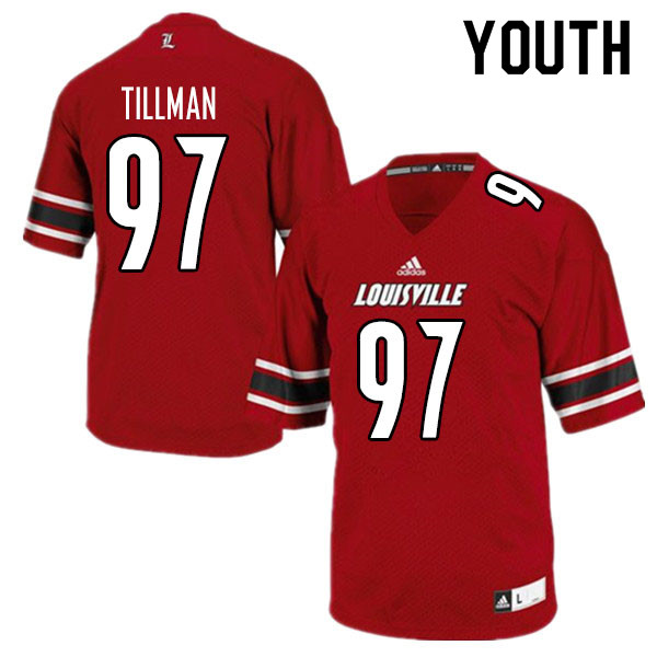 Youth #97 Caleb Tillman Louisville Cardinals College Football Jerseys Sale-Red